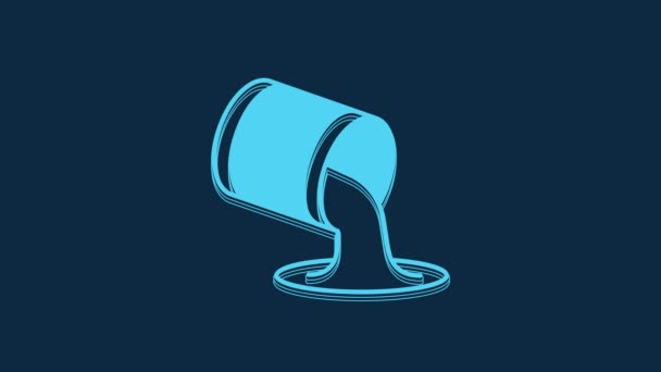 Blue Paint Bucket Icon Isolated Blue Background Video Motion Graphic — Stockvideo