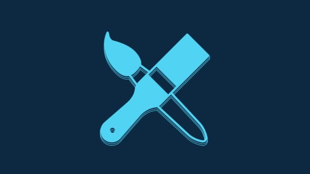 Blue Paint Brush Icon Isolated Blue Background Video Motion Graphic — Video