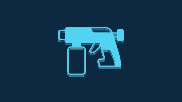 Blue Paint Spray Gun Icon Isolated Blue Background Video Motion — Stock video