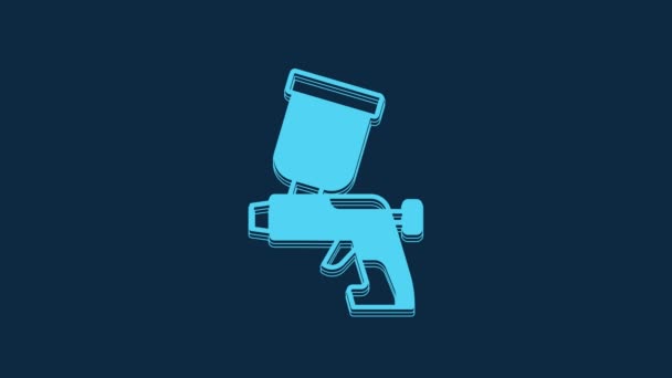 Blue Paint Spray Gun Icon Isolated Blue Background Video Motion — Stok video