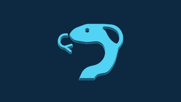 Icono Serpiente Azul Aislado Sobre Fondo Azul Animación Gráfica Vídeo — Vídeos de Stock