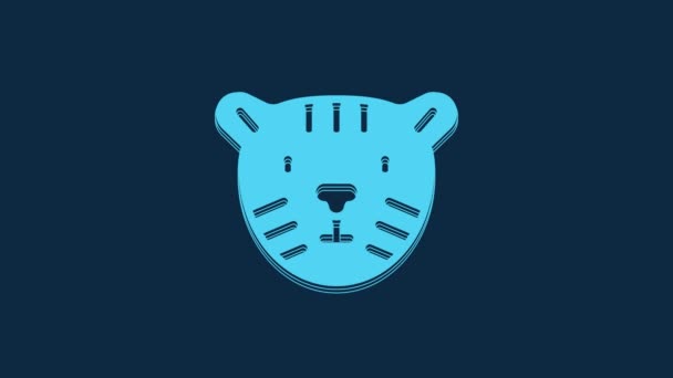 Ікона Голови Blue Tiger Ізольована Синьому Фоні Відеографічна Анімація — стокове відео