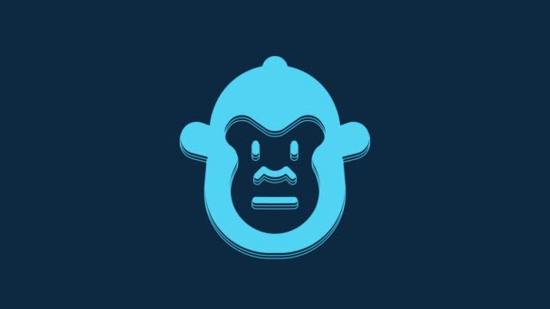 Blue Monkey Icon Isolated Blue Background Animal Symbol Video Motion — 비디오