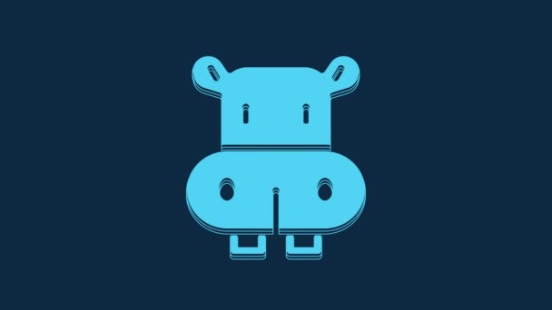 Niebieska Ikona Hipopotama Lub Hipopotama Odizolowana Niebieskim Tle Symbol Zwierzęcia — Wideo stockowe