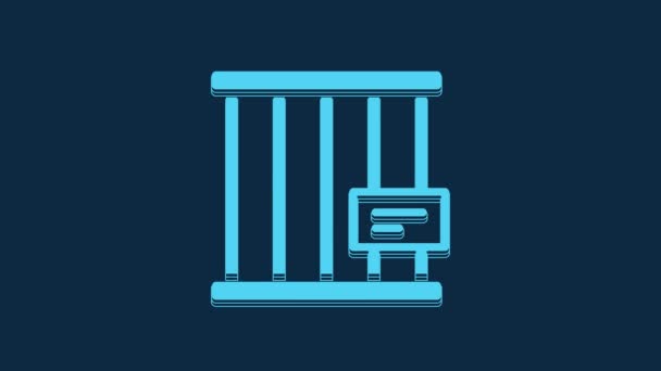 Blue Animal Cage Icon Isolated Blue Background Video Motion Graphic — Stock Video