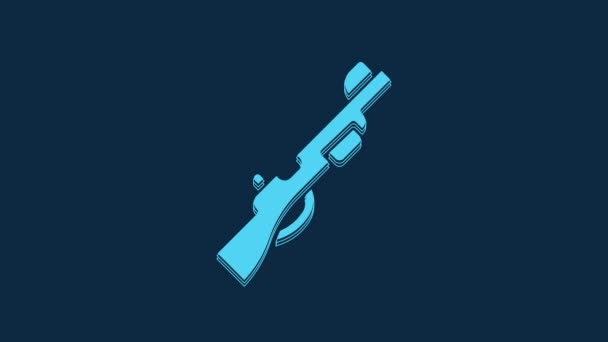 Blue Hunting Gun Icon Isolated Blue Background Hunting Shotgun Video — Vídeo de Stock