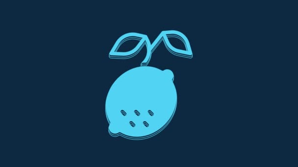 Icono Limón Azul Aislado Sobre Fondo Azul Animación Gráfica Vídeo — Vídeo de stock