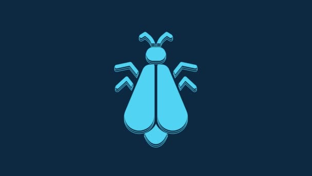 青の背景に隔離された青い蚊のアイコン 4Kビデオモーショングラフィックアニメーション — ストック動画