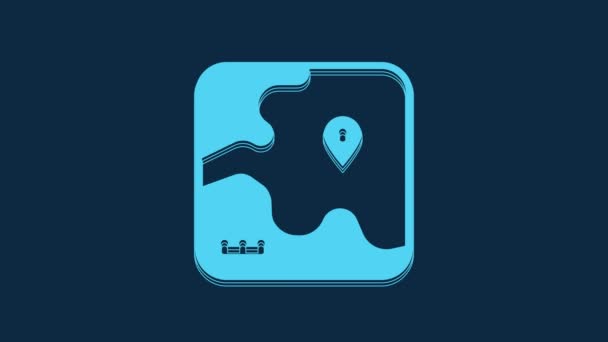 Blue Africa Safari Map Icon Isolated Blue Background Video Motion — Stock Video