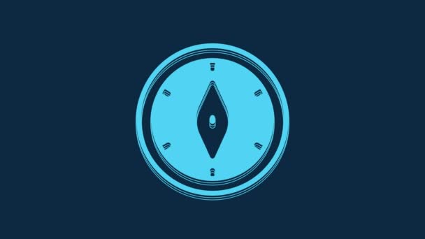 Blue Compass Icon Isolated Blue Background Windrose Navigation Symbol Wind — Αρχείο Βίντεο