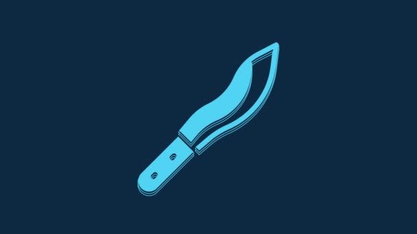Blaue Machete Oder Großes Messer Symbol Isoliert Auf Blauem Hintergrund — Stockvideo