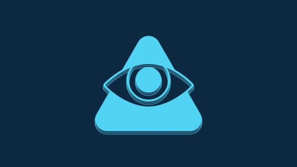 Blue Masons Symbol All Seeing Eye God Icon Isolated Blue — Vídeo de stock