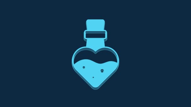 Blue Bottle Potion Icon Isolated Blue Background Flask Magic Potion — Stok Video