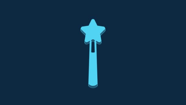 Icono Varita Mágica Azul Aislado Sobre Fondo Azul Accesorio Mágico — Vídeo de stock