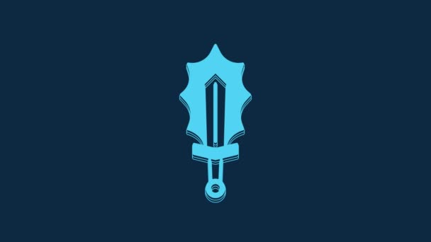 Espada Mágica Azul Icono Fuego Aislado Sobre Fondo Azul Espada — Vídeo de stock