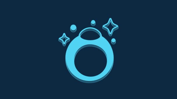 Blue Fantasy Magic Stone Ring Gem Icon Isolated Blue Background — Vídeos de Stock