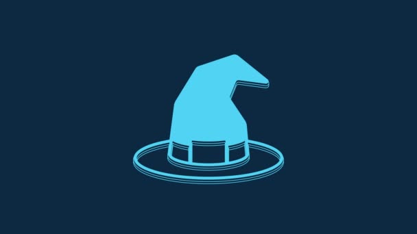 Blue Witch Hat Icon Isolated Blue Background Happy Halloween Party — Stock video