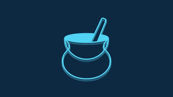 Blue Witch Cauldron Icon Isolated Blue Background Happy Halloween Party — Stock Video