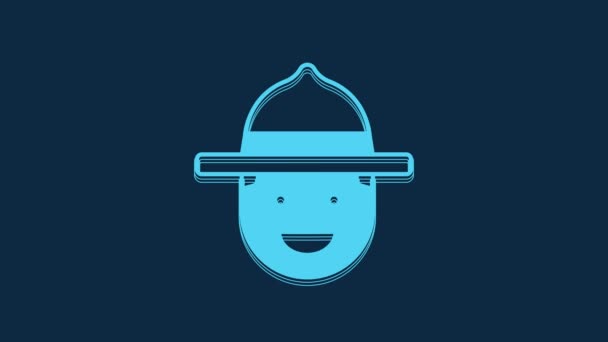 Mavi Kanadalı Korucu Şapkası Üniforması Ikonu Mavi Arka Planda Izole — Stok video