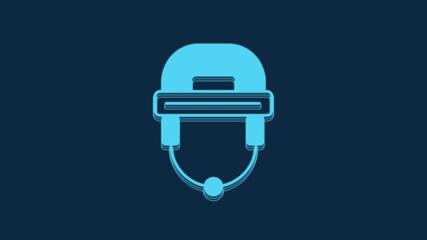 Blue Hockey Helm Symbol Isoliert Auf Blauem Hintergrund Video Motion — Stockvideo