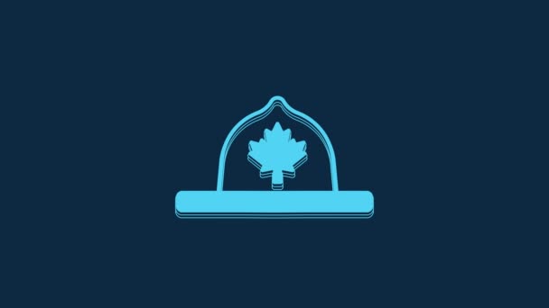 Синий Значок Униформы Канадской Шляпы Синем Фоне Видеографическая Анимация — стоковое видео