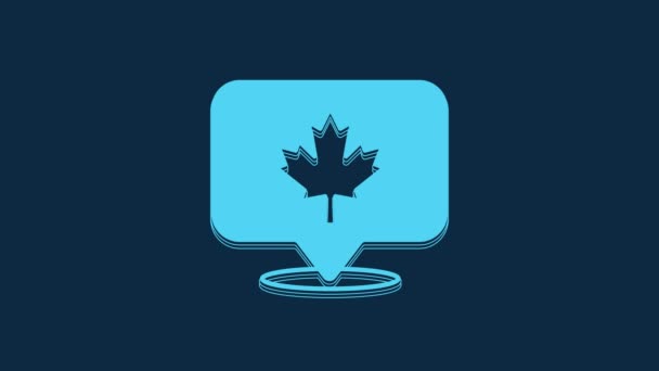 Blå Kanadensiska Lönn Blad Ikon Isolerad Blå Bakgrund Kanada Symbol — Stockvideo