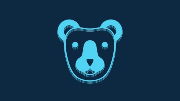 Blue Bear Head Icon Isolated Blue Background Video Motion Graphic — Wideo stockowe