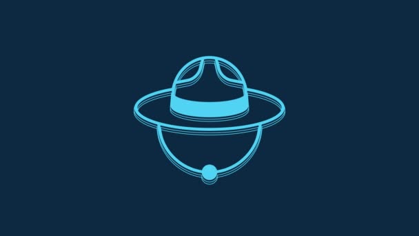 Blue Canadian Ranger Sombrero Icono Uniforme Aislado Sobre Fondo Azul — Vídeos de Stock
