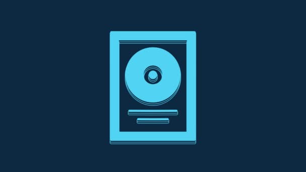 Ocenění Modrého Disku Rámci Ikony Izolované Modrém Pozadí Moderní Obřad — Stock video