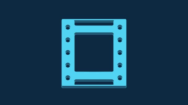 Blue Play Video Icon Isolated Blue Background Film Strip Sign — Stok video