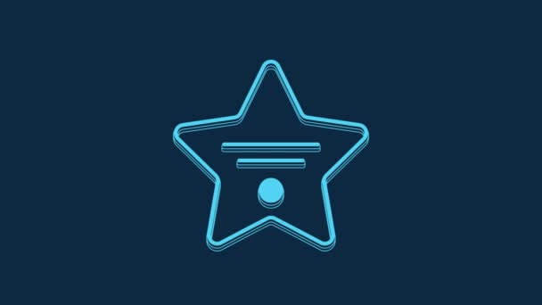 蓝色行走的明星名人大道上的明星图标孤立在蓝色背景 好莱坞 著名的人行道 林荫大道演员 4K视频运动图形动画 — 图库视频影像