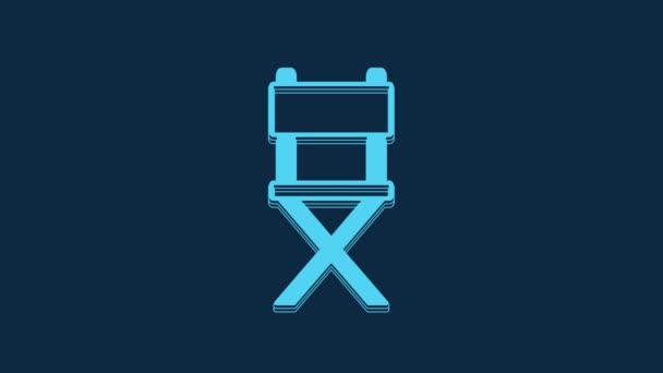 Blue Director Movie Chair Icon Isolated Blue Background Film Industry — Stockvideo