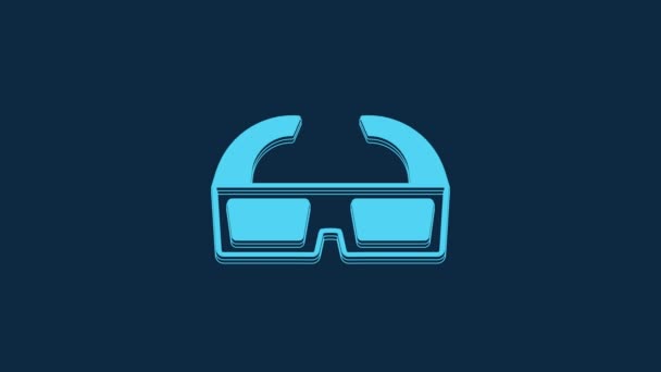 Blue Cinema Glasses Icon Isolated Blue Background Video Motion Graphic — Video