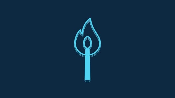 Blue Burning Coincide Con Icono Fuego Aislado Sobre Fondo Azul — Vídeos de Stock
