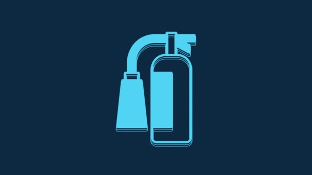 Icono Del Extintor Incendios Azul Aislado Sobre Fondo Azul Animación — Vídeos de Stock
