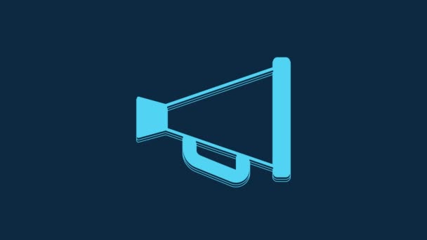 Blue Megaphone Icon Isolated Blue Background Speaker Sign Video Motion — Stockvideo