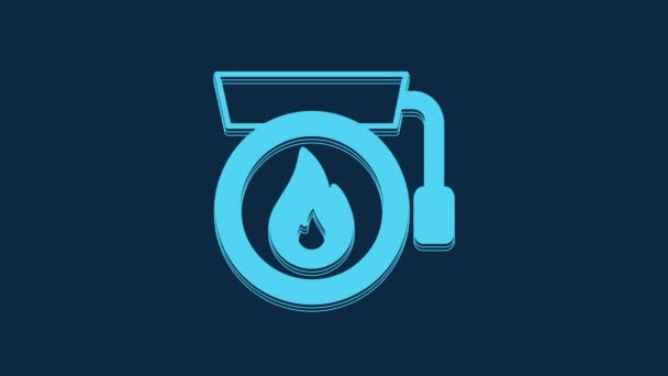 Blue Ringing Alarm Bell Icon Isolated Blue Background Fire Alarm — Video Stock