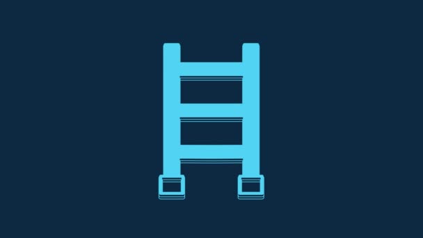 Icono Escape Fuego Azul Aislado Sobre Fondo Azul Escalera Pompier — Vídeo de stock