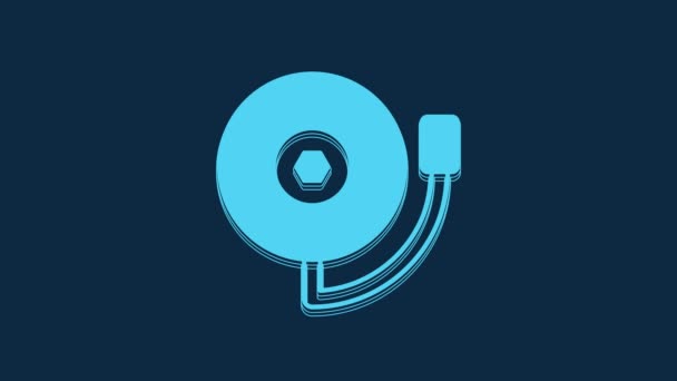 Blue Ringing Alarm Bell Icon Isolated Blue Background Fire Alarm — Stok video