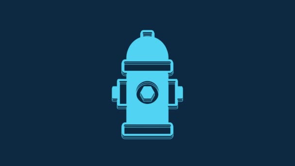 Blue Fire Hydrant Icon Isolated Blue Background Video Motion Graphic — Stock video