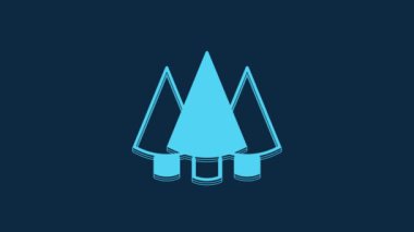 Blue Christmas tree icon isolated on blue background. Merry Christmas and Happy New Year. 4K Video motion graphic animation.
