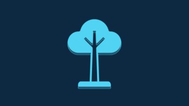 Blue Tree icon isolated on blue background. Forest symbol. 4K Video motion graphic animation.