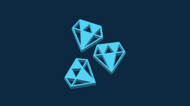 Blue Gem stone icon isolated on blue background. Jewelry symbol. Diamond. 4K Video motion graphic animation.