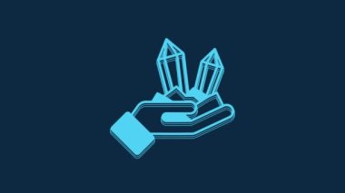 Blue Gem stone icon isolated on blue background. Jewelry symbol. Diamond. 4K Video motion graphic animation.