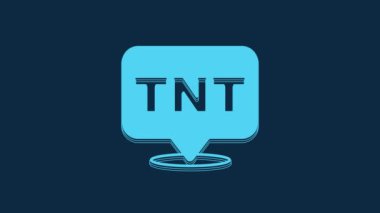 Blue Detonate dynamite bomb stick icon isolated on blue background. Time bomb - explosion danger concept. 4K Video motion graphic animation.