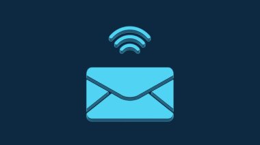 Blue Mail and e-mail icon isolated on blue background. Envelope symbol e-mail. Email message sign. 4K Video motion graphic animation.