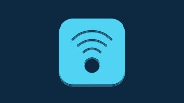 Blue Wi-Fi wireless internet network symbol icon isolated on blue background. 4K Video motion graphic animation.