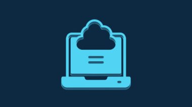 Blue Network cloud connection icon isolated on blue background. Social technology. Cloud computing concept. 4K Video motion graphic animation.