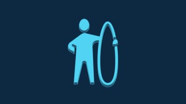 Blue Surfboard icon isolated on blue background. Surfing board. Extreme sport. Sport equipment. 4K Video motion graphic animation.