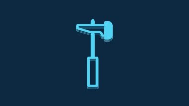 Blue Hammer icon isolated on blue background. Tool for repair. 4K Video motion graphic animation.